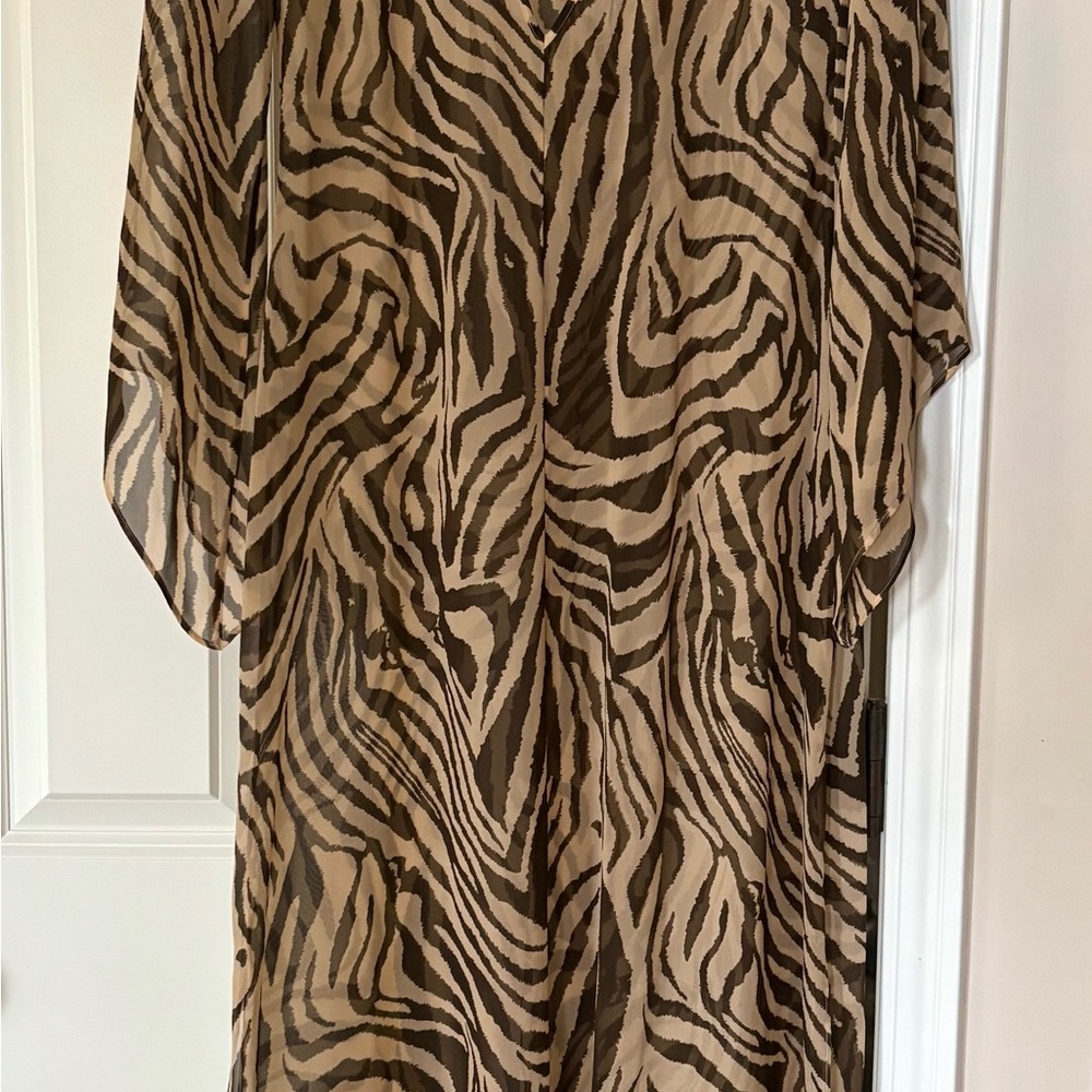 Sheer Leopard-Zebra Print Kaftan Maxi Dress - Picture 2 of 6